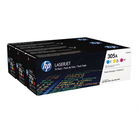 HP CE411A / CE412A / CE413A Pack de 3 Cartuchos de Toner Originales - 305A