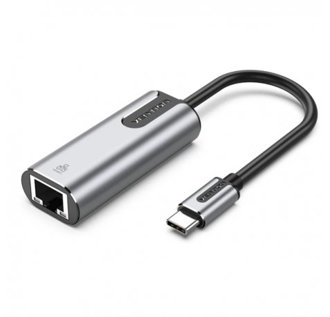 Vention Conversor USB-C a Ethernet - Cable de 15cm - Velocidad hasta 1Gbps - Carcasa de Aluminio - Color Gris