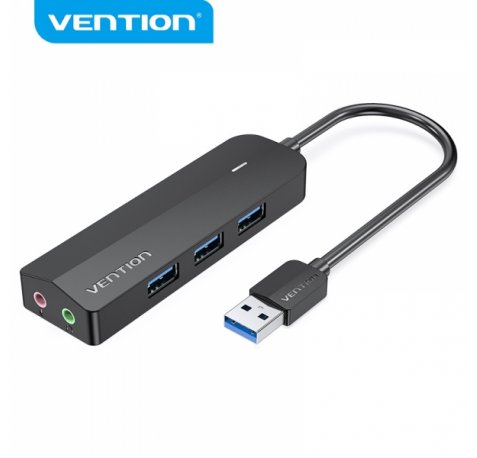 Vention HUB 6 en 1 USB3.0 a 3xUSB3.0/Tarjeta de sonido/MicroUSB Powered - 0.15m - Color Negro