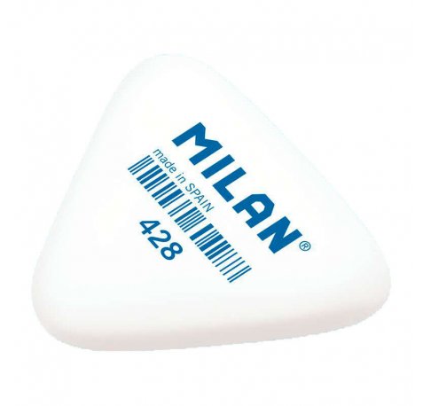 Milan 428 Goma de Triangular Gruesa - Miga de Pan - Caucho Sintetico - Color Blanco (28 uds)