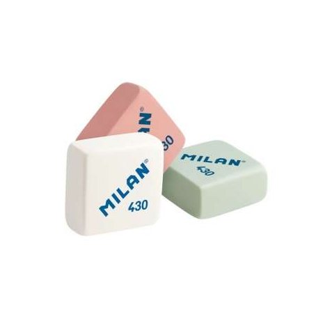 Milan 430 Goma de Borrar Cuadrada - Miga de Pan - Suave Caucho Sintetico - Colores Surtidos (30 uds)