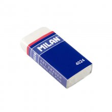 Milan 4024 Goma de Borrar Rectangular - Miga de Pan Flexible - Caucho Sintetico - Faja de Carton Azul - Envuelta Individualmente - Color Blanco (10 uds)