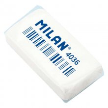 Milan 4036 Goma de Borrar Rectangular - Miga de Pan - Caucho Sintetico - Envuelta Individualmente - Color Blanco (36 uds)