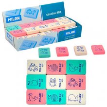 Milan 460 Goma de Borrar Rectangular Flexible - Miga de Pan - Caucho Sintetico - Dibujos Infantiles - Colores Surtidos (60 uds)