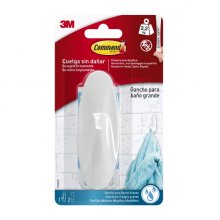 Command Gancho Grande para Aseo - Resistente al Agua - 2 Tiras Adhesivas - Soporta hasta 2.2kg - Color Blanco Command Gancho Grande para Aseo - Resistente al Agua - 2 Tiras Adhesivas - Soporta hasta 2.2kg - Color Blanco