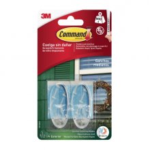 Command Pack de 2 Ganchos Medianos - para Uso en Exterior - 4 Tiras Adhesivas - Soporta hasta 0.9kg - Color Transparente