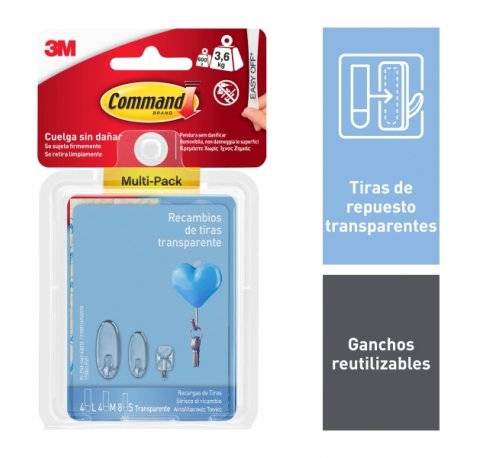 Command Tiras Adhesivas de Repuesto - Formatos Surtidos - Soporta hasta 3.6kg - Color Blanco