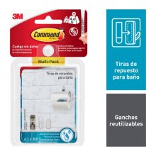 Command Pack de 16 Tiras Adhesivas de Repuesto - Formatos Surtidos - Resistente al Agua - Color Azul Command Pack de 16 Tiras Adhesivas de Repuesto - Formatos Surtidos - Resistente al Agua - Color Azul