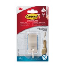 Command Gancho Compacto para Aseo - Resistente al Agua - 1Â Unidad - 2 Tiras Adhesivas - Soporta hasta 450G - Talla S - Color Niquel Satinado Command Gancho Compacto para Aseo - Resistente al Agua - 1Â Unidad - 2 Tiras Adhesivas - Soporta hasta 450G - Talla S - Color Niquel Satinado