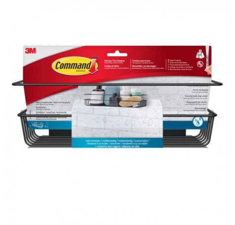 Command Cesto Organizador de Aseo - Soporta hasta 3kg - Incluye 4 Tiras Adhesivas - Color Negro Mate