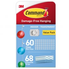 Command Clip Mini Pack de 60 Ganchos para Cable - 68 Tiras Adhesivas - Uso en Interior - Retirada Sin Deteriorar la Superficie - Color Transparente Command Clip Mini Pack de 60 Ganchos para Cable - 68 Tiras Adhesivas - Uso en Interior - Retirada Sin Deteriorar la Superficie - Color Transparente