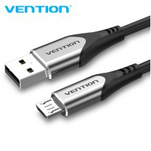 Vention Cable Micro USB Reversible - Carga Rapida 3A - Transmision 480Mbps - Durabilidad Mejorada - Proteccion de Bateria - Color Gris