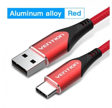 Vention Cable USB-C 2.0 a USB-A 3A 60W - 2m - Trenzado - Color Rojo