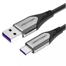 Vention Cable USB-A 2.0 a USB-C 2.0 5A 100W - 2m - Trenzado - Color Gris
