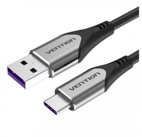 Vention Cable USB-A 2.0 a USB-C 2.0 5A 100W - 2m - Trenzado - Color Gris