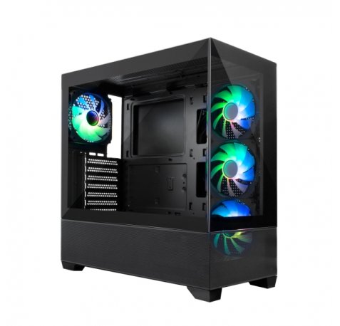 Coolbox GA250 Vision Caja Torre ATX, Micro ATX, Mini-ITX - Frontal y Lateral Cristal Templado - Tamaño HDD 2.5", 3.5" - USB-A 3.0, USB-C y Audio - 4 Ventiladores ARGB 120mm - Soporta Refrigeracion Liquida