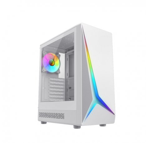 Coolbox GA450 StarLight Caja Torre ATX, Micro ATX, Mini-ITX - Lateral Cristal Templado - TamaÃ±o HDD 2.5", 3.5" - USB-A 3.0, USB-C y Audio - Ventilador Trasero ARGB 120mm - Soporta Refrigeracion Liquida - Color Blanco