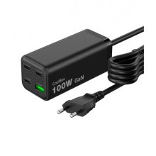 CoolBox Cargador GAN 100W Chargemaster 4 PRO - 3xUSB-C - 1xUSB-A - Carga Rapida 3.0- Power Delivery - Cable 1.5 Metros - Color Negro CoolBox Cargador GAN 100W Chargemaster 4 PRO - 3xUSB-C - 1xUSB-A - Carga Rapida 3.0- Power Delivery - Cable 1.5 Metros - Color Negro
