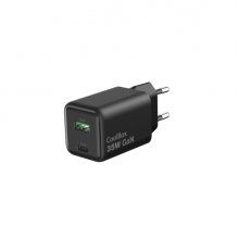 CoolBox Cargador GAN 35W - 1xUSB-C - 1xUSB-A - Carga Rapida 3.0 - Power Delivery - Color Negro