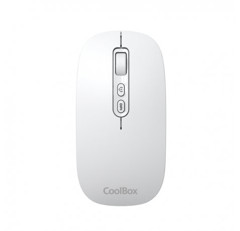 Coolbox W02 Raton Inalambrico - Bluetooth y RF 2.4GHz - Super Ligero - Boton Acceso Copilot - Recargable Por USB-C - DPI Ajustable - Sensor Optico - Color Blanco