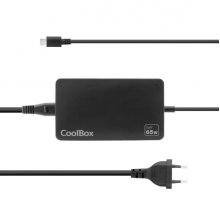 Coolbox NB65 Cargador de Pared GaN 65W - USBâ??C - PD3.0 Para Carga Rapida Inteligente - Seleccion Automatica de Voltaje - Color Negro