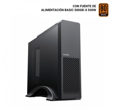 CoolBox T313 Slim Caja Torre Micro ATX, Mini ITX - TamaÃ±o HDD 2.5", 3.5" - USB 3.0, USB-C - Fuente de Alimentacion 500W - Color Negro