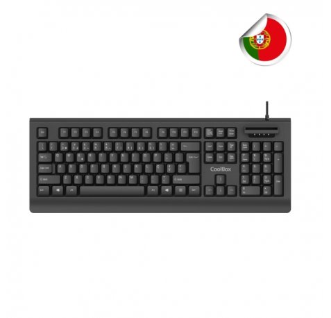 Coolbox TEC04DNIPT Teclado USB - Portugues - Lector Samartcard integrado - DNIe 4.0 y anteriores - Color Negro