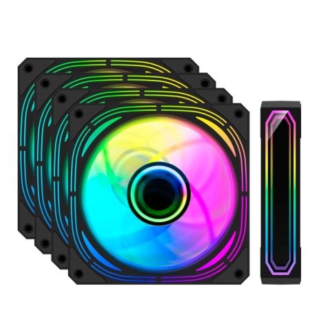 Coolbox Infinity Pro Kit 4 Ventiladores ARGB - Efecto Tunel de Infinito - Silencioso - Rodamiento Hidraulico - Gran Flujo de Aire - Color Negro