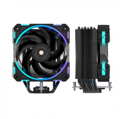 Coolbox H6 Ring ARGB Disipador Multizocalo - 6 Heatpipes - 240W TDP - Ventilador 120mm - Velocidad Max. 2000rpm - Iluminacion ARGB - Color Negro