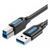 Vention Cable de Impresora - Longitud 1.5m - USB-A - USB-B 3.0 - Transferencia hasta 5Gbps - PVC - Acabado Niquelado - Color Negro