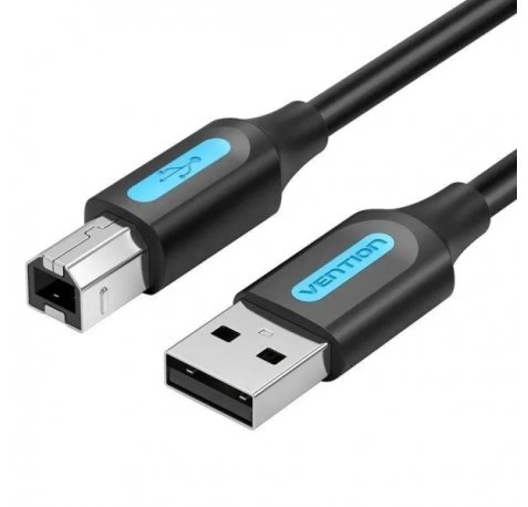 Vention Cable de Impresora - Longitud 15m - USB-A - USB-B - Transferencia hasta 480Mbps - PVC - Nucleo de Ferrita - Acabado Niquelado - Color Negro
