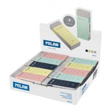 Milan Nata 320 Silver Expositor con 20 Gomas de Borrar - Color Plata