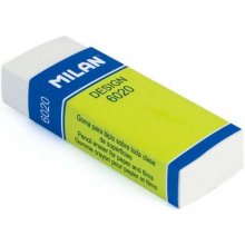 Milan Nata 6020 Goma de Borrar para Dibujo Rectangular - Plastico - Faja de Carton Verde - Envuelta Individualmente - Color Blanco (20 uds)