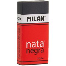 Milan Nata 7024 Goma de Borrar Rectangular - Plastico - Faja de Carton Roja - Envuelta Individualmente - Extra Suave - Color Negro (24 uds)