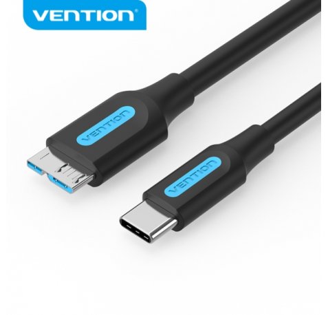Vention Cable USB 3.0 C-Micro-B - Transmision 5Gbps - Conductor Cobre Estaño - Carcasa PVC - Color Negro