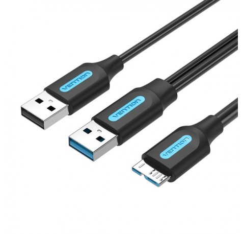 Vention Cable USB 3.0 A-Micro-B Alta Velocidad 5Gbps - Conductor de Cobre Esmaltado - Fuente de Alimentacion 3A - Color Negro