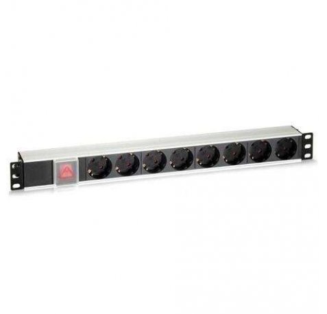 Cromad Regleta 8 Shuckos para Montaje en Rack 19" 1U - Interruptor On/Off - Carcasa de Aluminio - Cable de 1.80m