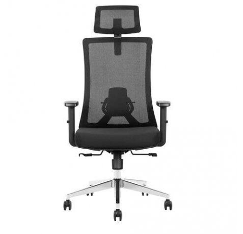 Cromad Silla Ergonomica Ajustable - Reposacabezas Regulable - Soporte Lumbar Ajustable - Reposabrazos Ajustable - Asiento de Espuma de Alta Calidad - deslizador Ajustable - Altura de Asiento Ajustable - Tejido de Malla de Poliester - Color Negro