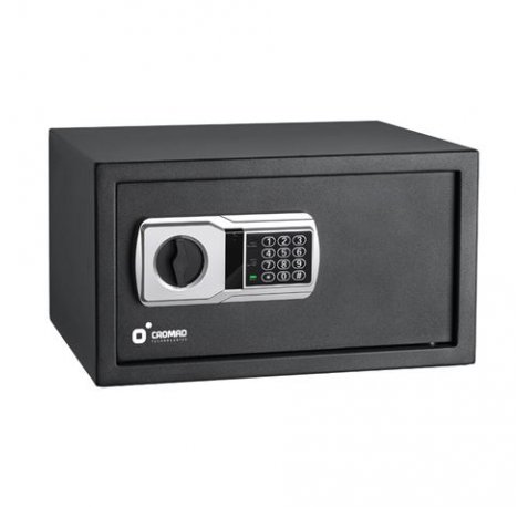 Cromad Caja Fuerte Electronica - Alto Nivel de Seguridad - De 3 a 8 Digitos - Bisagras Ocultas - Incluye Llave de Emergencia - 250x350x250mm
