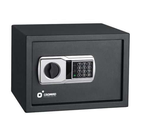 Cromad Caja Fuerte Electronica - Alto Nivel de Seguridad - De 3 a 8 Digitos - Bisagras Ocultas - Incluye Llave de Emergencia - 229x405x336mm