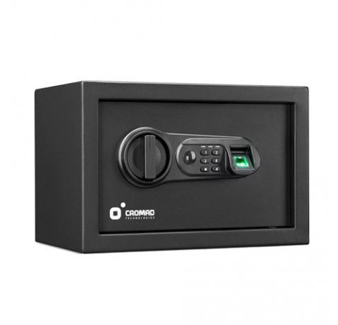 Cromad Caja Fuerte Electronica - Alto Nivel de Seguridad - De 4 a 8 Digitos - Huella Dactilar - Bisagras Ocultas - Incluye Llave de Emergencia - 200x310x200mm