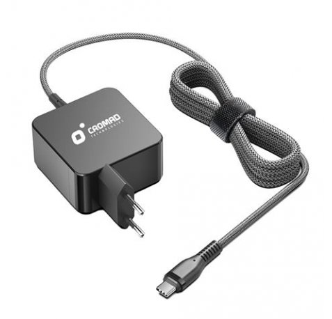 Cromad CR1204 Cargador Universal de Pared para Portatil USB-C 65W - Carga Rapida PD 3.0 - Cable de 1.50m - Color Negro