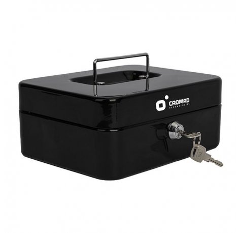 Cromad CR1224 Caja de Caudales Metalica - Cerradura de Llave - 3 Compartimentos - Asa de Transporte - 90x200x160mm