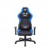 Cromad Serie Demon Lord Silla Gaming - Estructura Robusta - Piel Sintetica de Alta Calidad - Altura Regulable con Piston de Gas Clase 2 - Respaldo Reclinable - Cojin Lumbar y Cervical - Reposabrazos Regulables - Color Negro/Azul