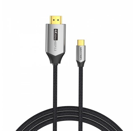 Vention Cable USB-C Macho a HDMI 2.0 Macho 4K - 1.5m - Algodon Trenzado - Aluminio Negro