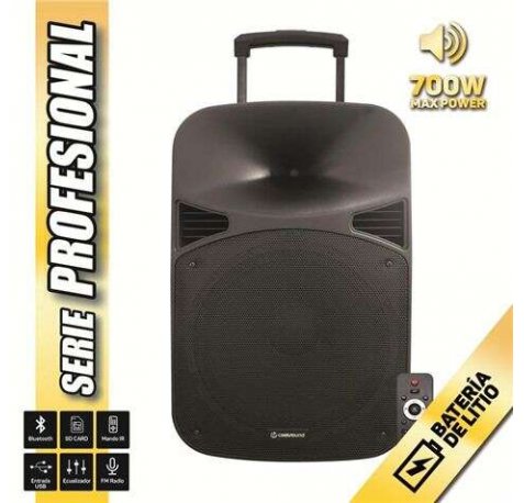Coolsound Serie Pro Altavoz Autoamplificado Bluetooth 15" 700W Max Power con Bateria - USB, Entrada Mic. Jack 6.3mm - Asa y Ruedas de Transporte - Mando a Distancia