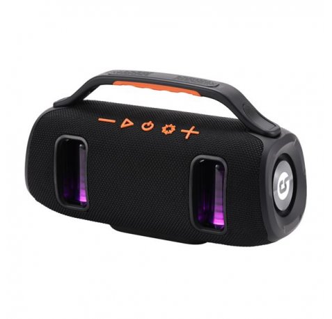Coolsound BraveBox Altavoz Bluetooth True Wireless 15W - Autonomia hasta 3h - USB, MicroSD y Aux - Manos Libres con Microfono Integrado - Iluminacion RGB - Color Negro