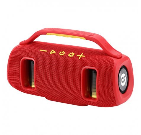 Coolsound BraveBox Altavoz Bluetooth True Wireless 15W - Autonomia hasta 3h - USB, MicroSD y Aux - Manos Libres con Microfono Integrado - Iluminacion RGB - Color Rojo