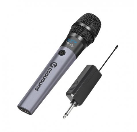 Coolsound CS0286 Microfono Inalambrico UHF - Autonomia Hasta 6 Horas - Receptor Incluido - Emparejamiento Automatico - Boton On/Off - Jack de 6.3mm y 3.5mm - Color Gris