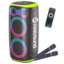 Coolsound Blast Pump Altavoz Karaoke - 2x 6.5" - 60W RMS - Iluminacion RGB - Bluetooth, USB, Tarjeta TF y Auxiliar - 2 Microfonos Inalambricos Incluidos - Mando a Distancia - Color Verde